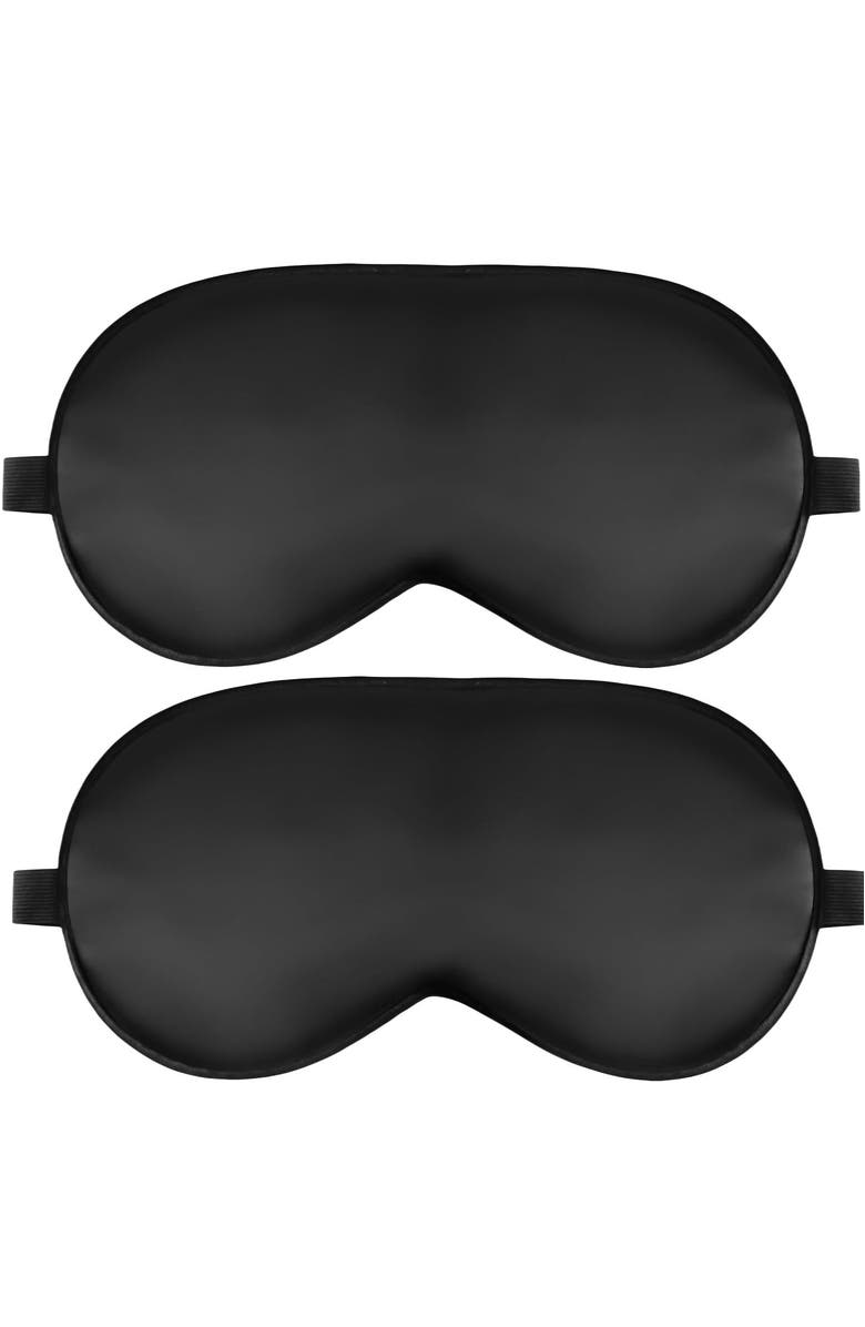 SILKSILKY 2 Pcs Silk Elastic Band Sleep Eye Mask Set, Main, color, Black/Black