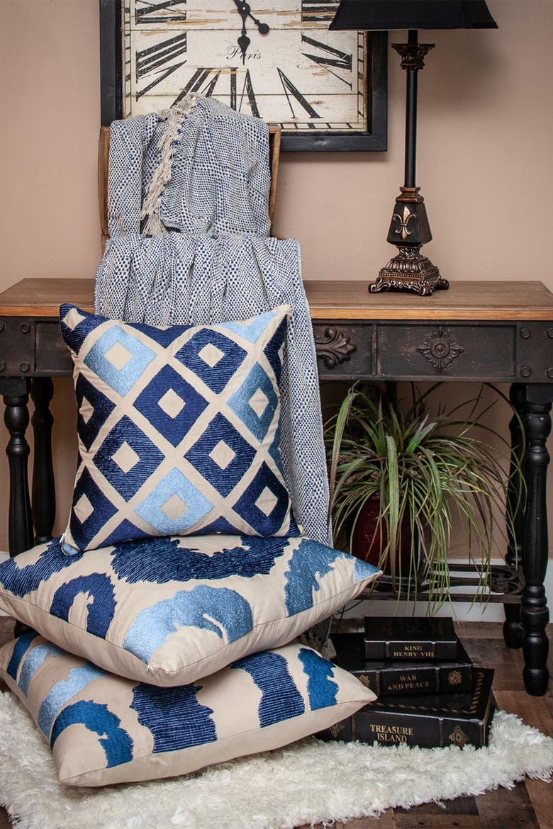 Kora Transitional Blue 52" x 67" Woven Handloom Throw, Alternate, color, BLUE