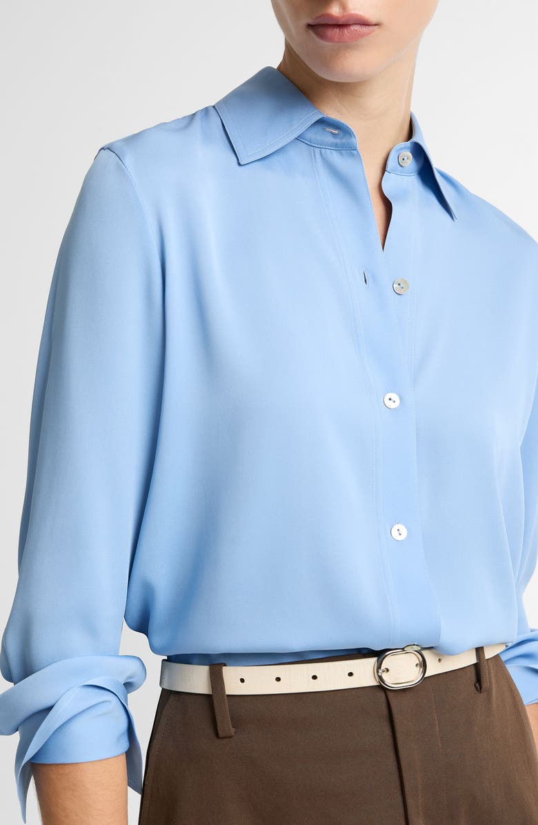 Vince Stretch Silk Button-Up Shirt, Alternate, color, Hydra