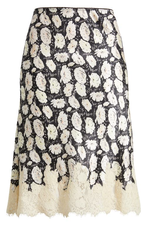 Doen Elowette Lace-trimmed Floral-print Silk-satin Skirt In Multi