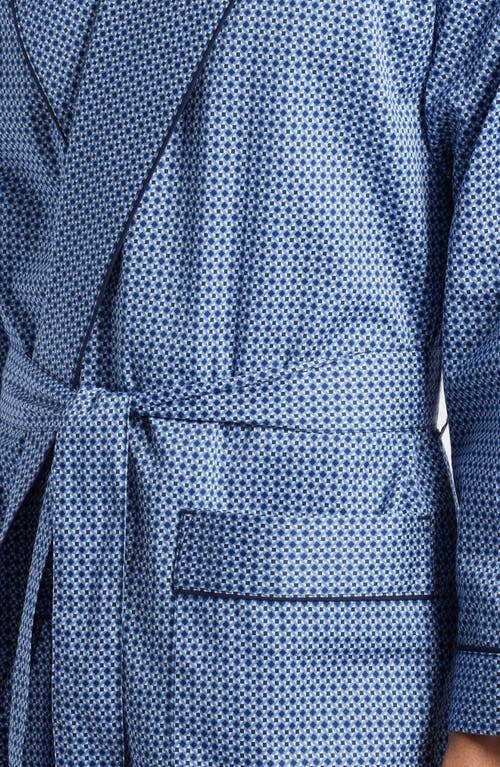 Majestic International Stripe Shawl Collar Cotton Robe In Navy/blue