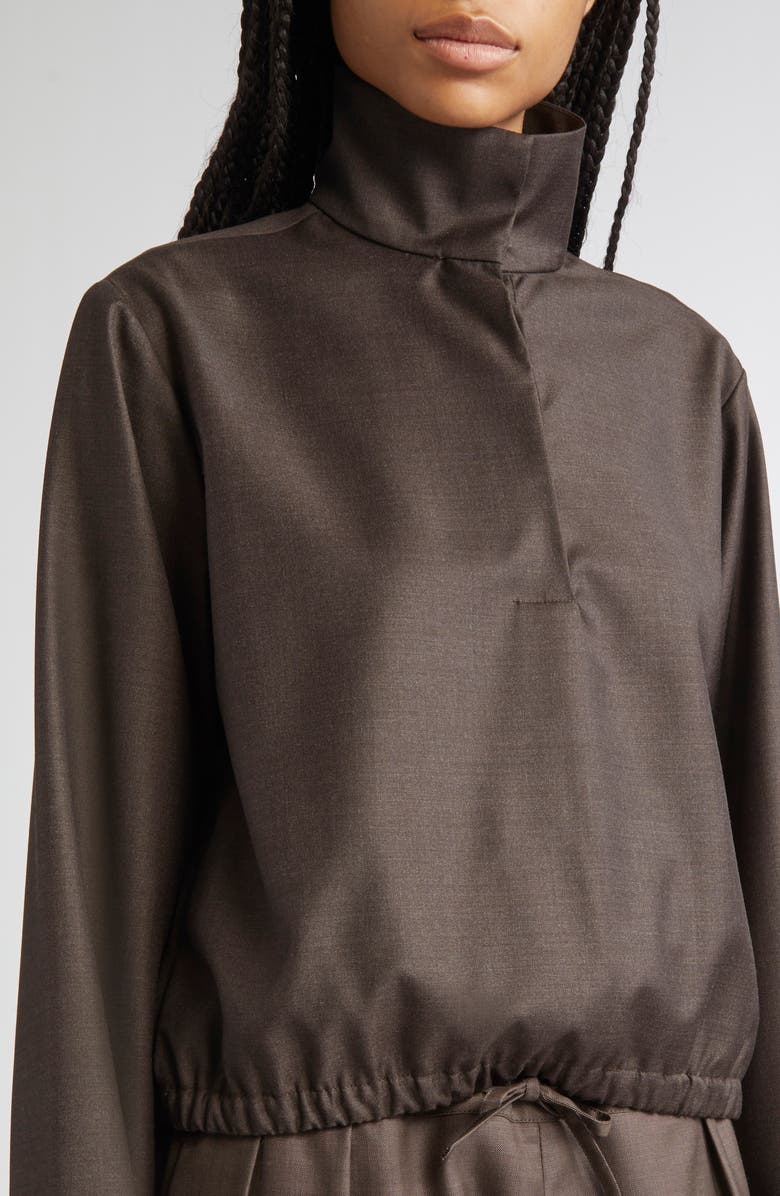 LOULOU DE SAISON Zyla Stand Collar Wool Top, Alternate, color, Grizzly