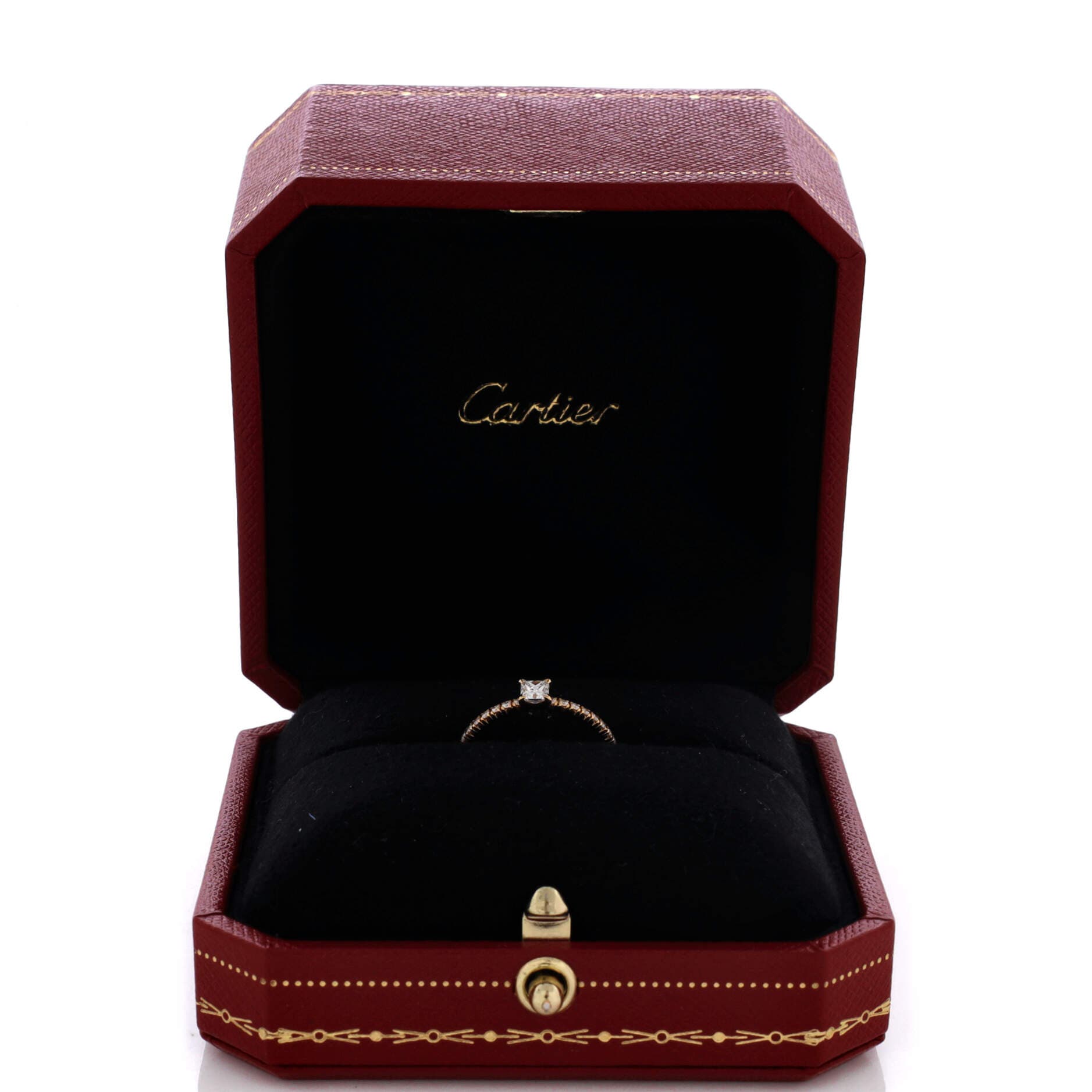 Etincelle de Cartier Ring 18K Yellow Gold with Princess Cut Diamond and Pave Diamonds, Alternate, color, Metallic Gold