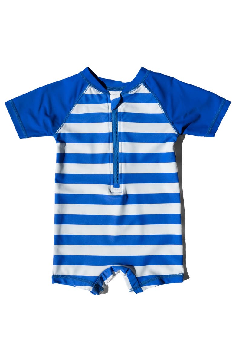 Leveret Baby One-Piece Rashguard, UPF 50+ Sun Protection Swimwear, Alternate, color, Striped Blue & White