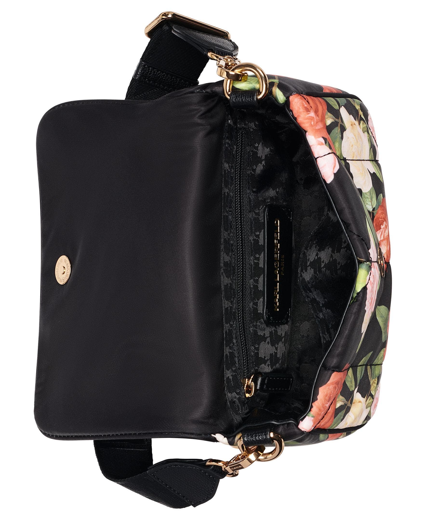KARL LAGERFELD PARIS Voyage Crossbody, Alternate, color, Black Floral