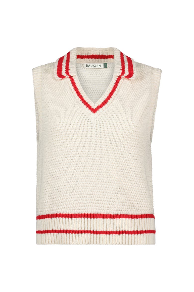 Agnes Ecotec Knitted Vest, Alternate, color, Cream & Crimson