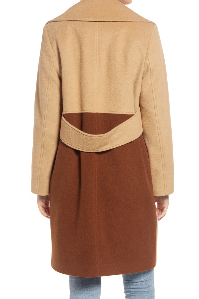 Women's Notch Collar Textured Coat, Alternate, color, CAMEL/ CINNAMON