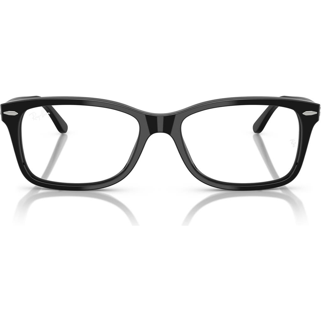 Ray Ban Ray-ban 53mm Square Optical Glasses In Shiny Black