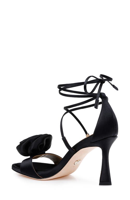 Shop Badgley Mischka Collection Janelle Ankle Wrap Sandal In Black Satin