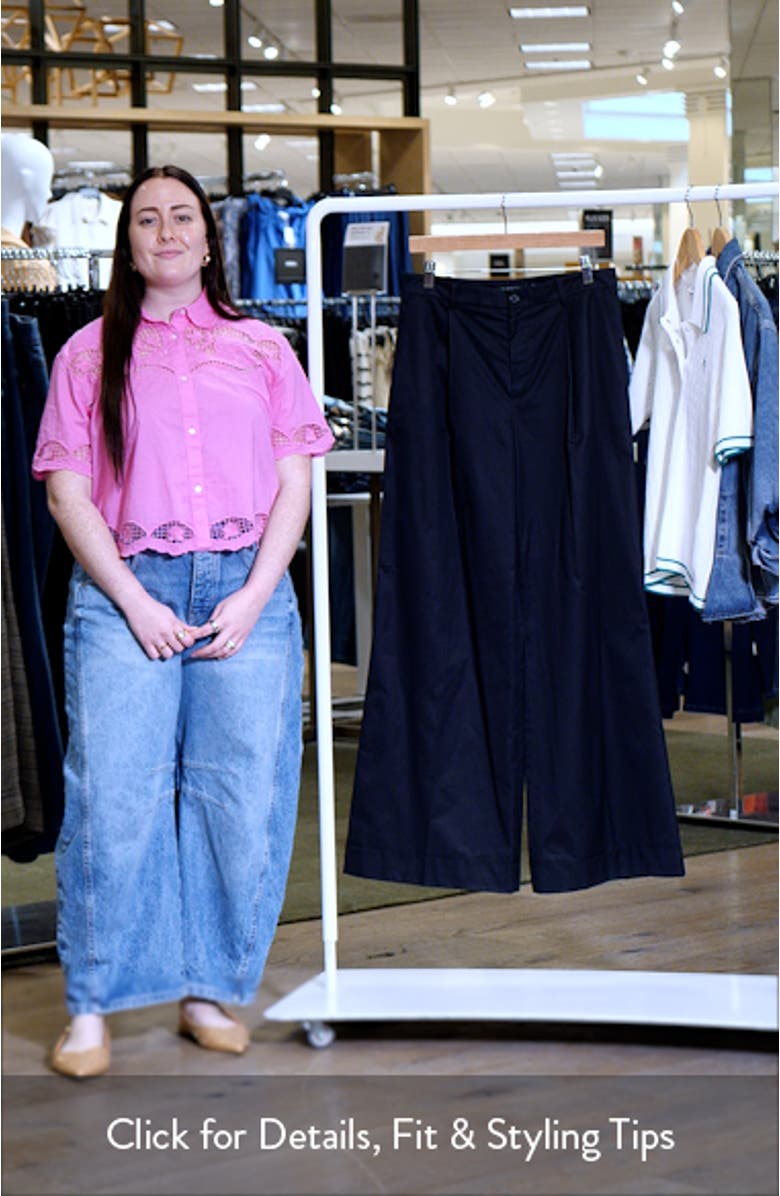 Pleat Front Wide Leg Cotton Twill Pants, sales video thumbnail