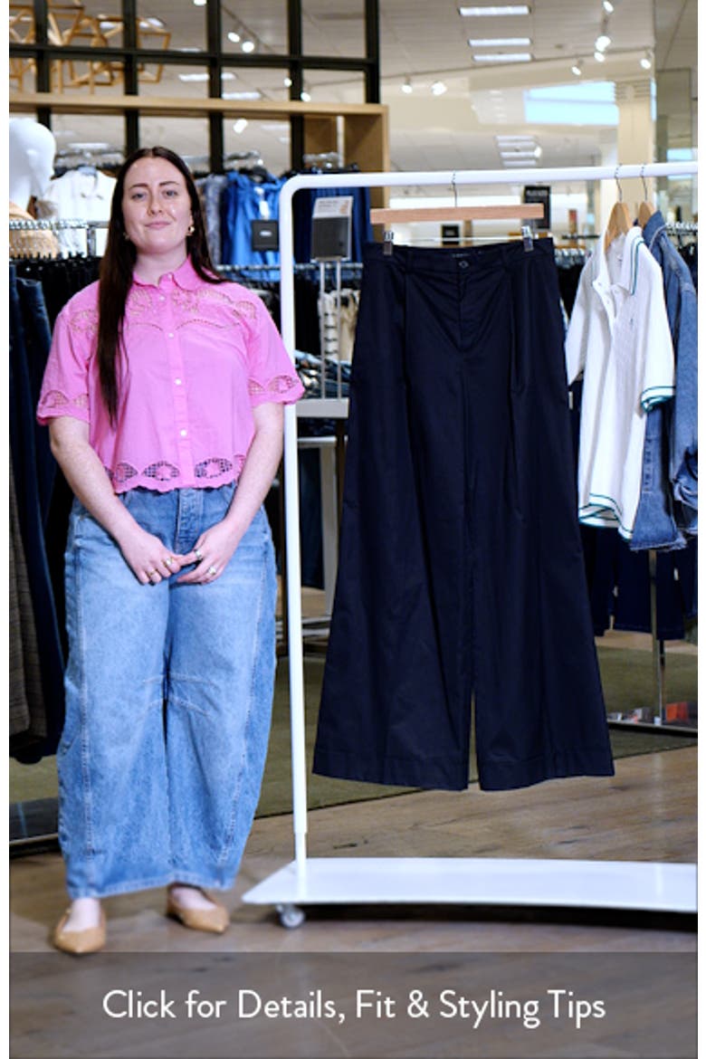 Pleat Front Wide Leg Cotton Twill Pants video