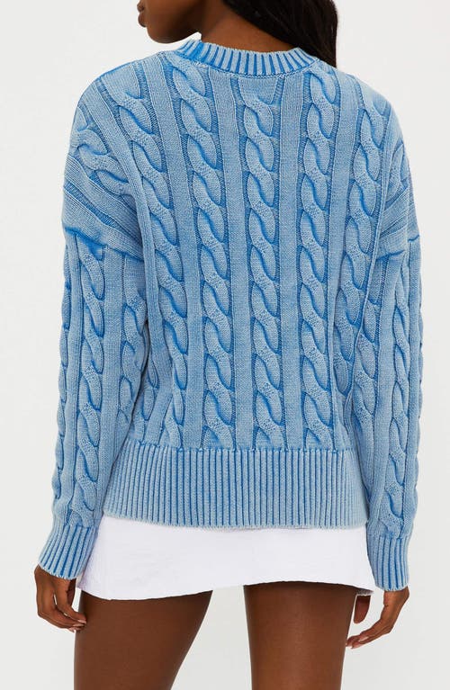 Beach Riot Callie Cable Stitch Crewneck Sweater In Denim Daze