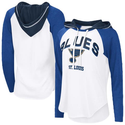 Women's G-III 4Her by Carl Banks  White St. Louis Blues VIP Raglan Long Sleeve Hoodie T-Shirt