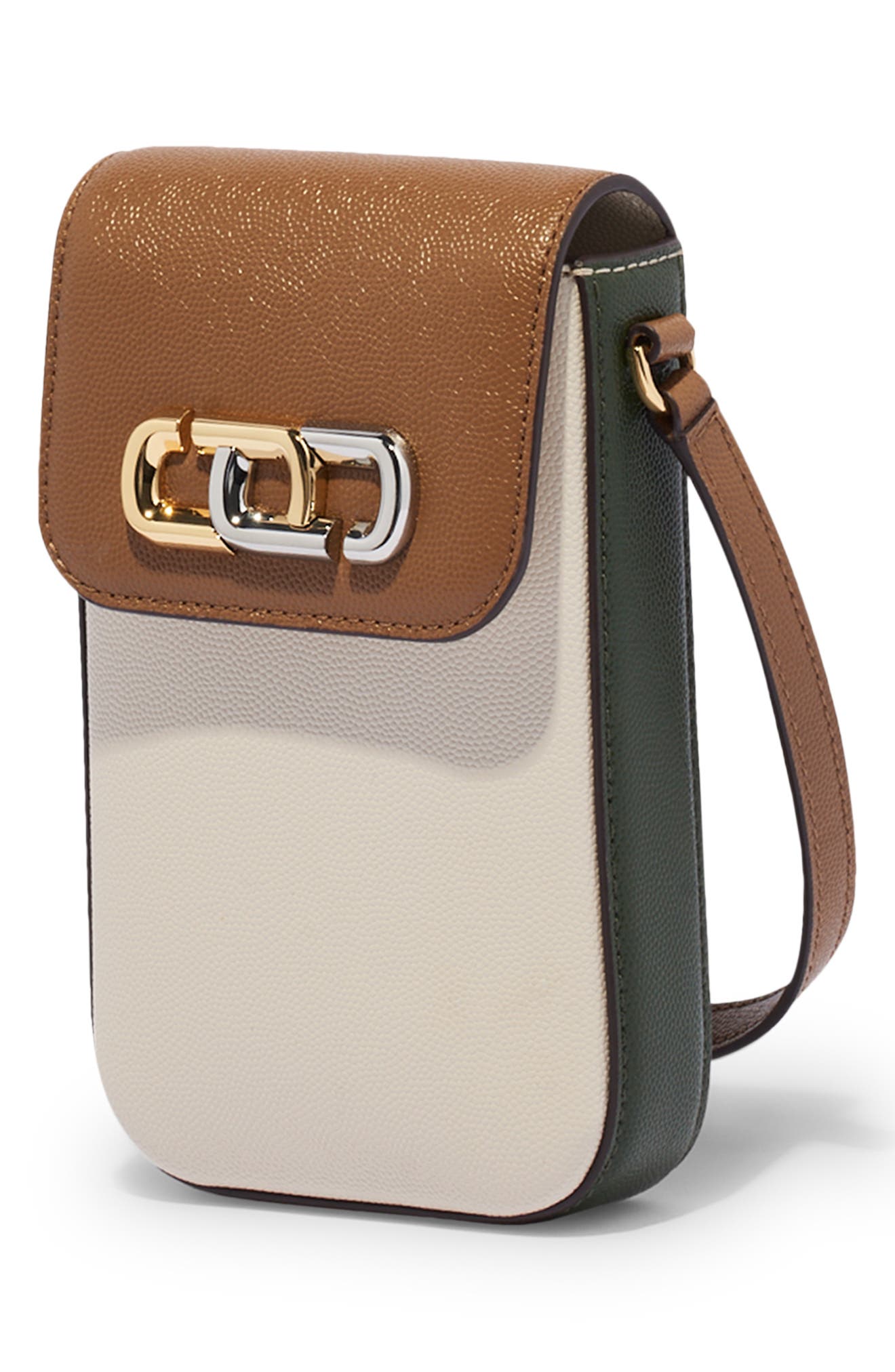 Leather Phone Crossbody Bag, Alternate, color, DARK GREEN MULTI