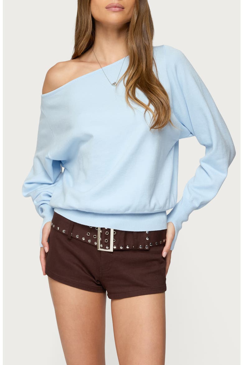 Oversize Off the Shoulder Sweater, Main, color, LIGHT-BLUE