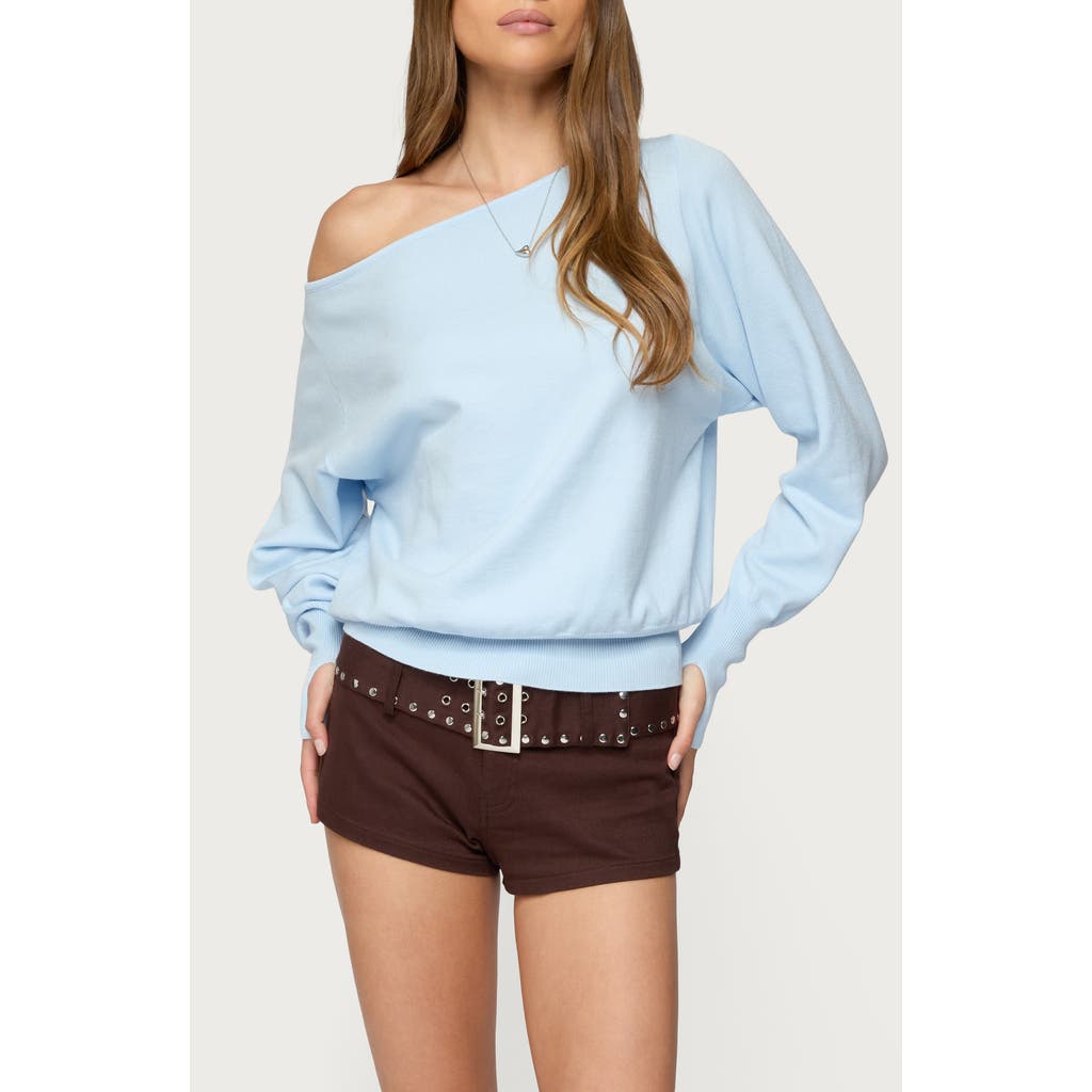Edikted Oversize Off The Shoulder Sweater In Blue