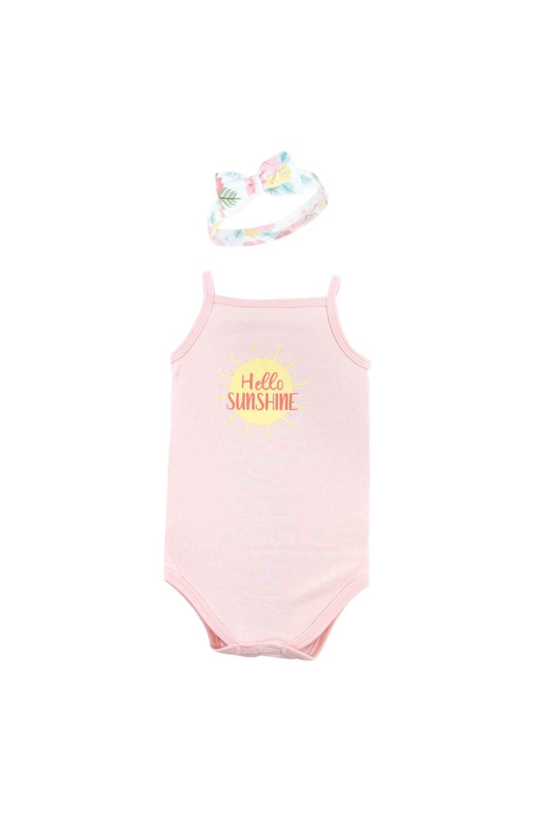 Little Treasure Sleeveless Bodysuit and Headband Set, Alternate, color, Hawaiian