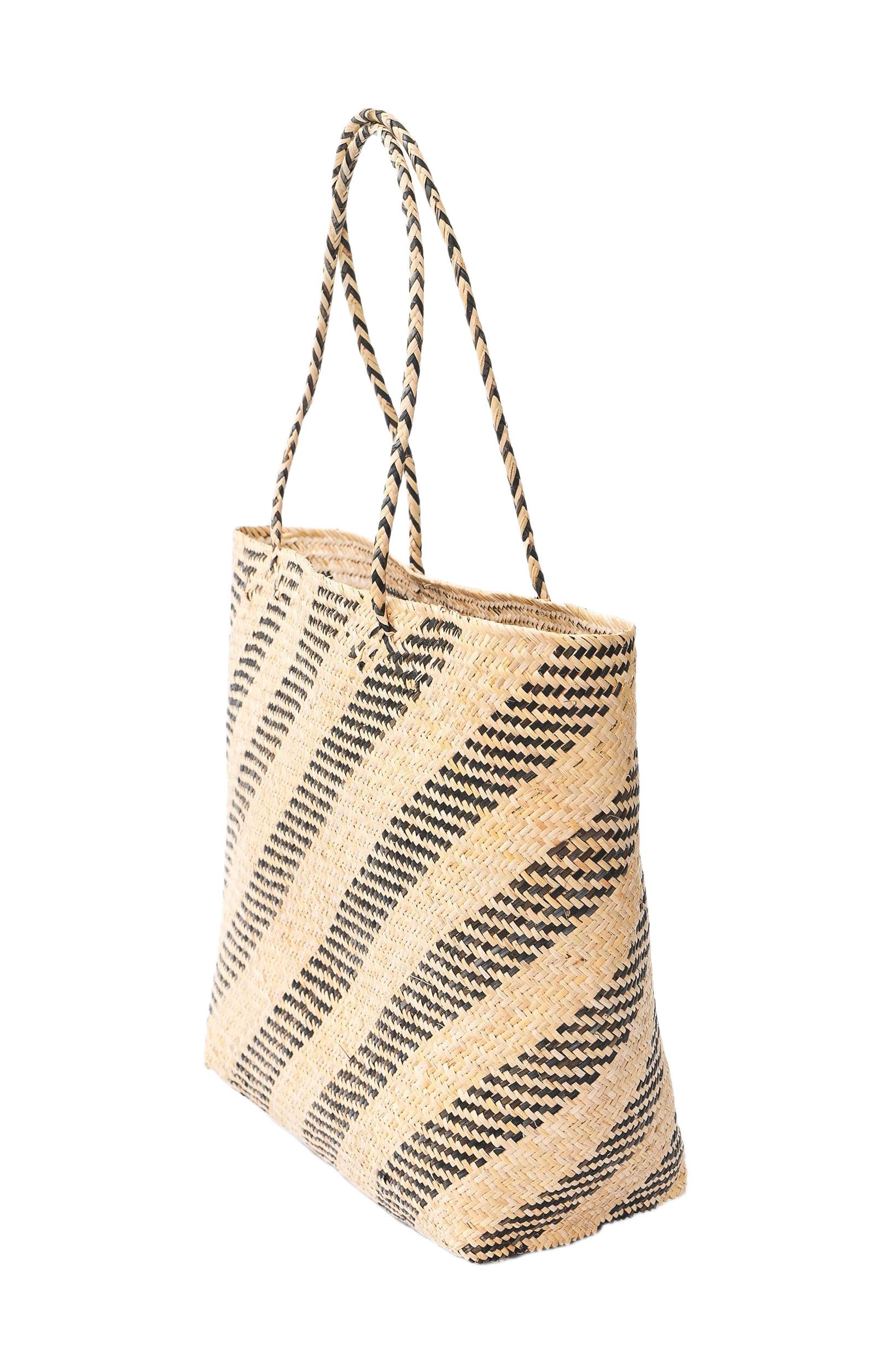 The Artisan & Company Rattan Market Tote-Natural, Alternate, color, Natural/Black