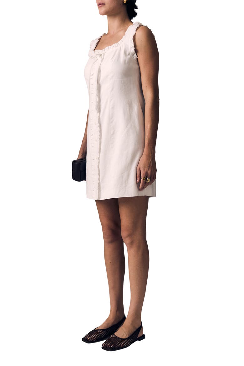 Ruffle Linen Minidress, Alternate, color, WHITE