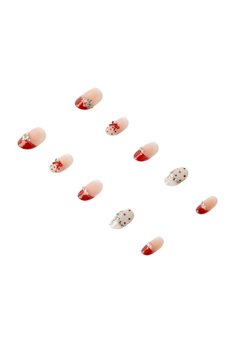 Cherry Kiss Luxury Handmade Press On Nails, Alternate, color, Red