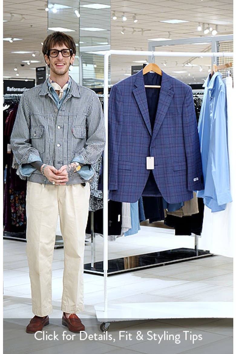 Flynn Classic Fit Medium Blue Plaid Slub Wool Sport Coat video