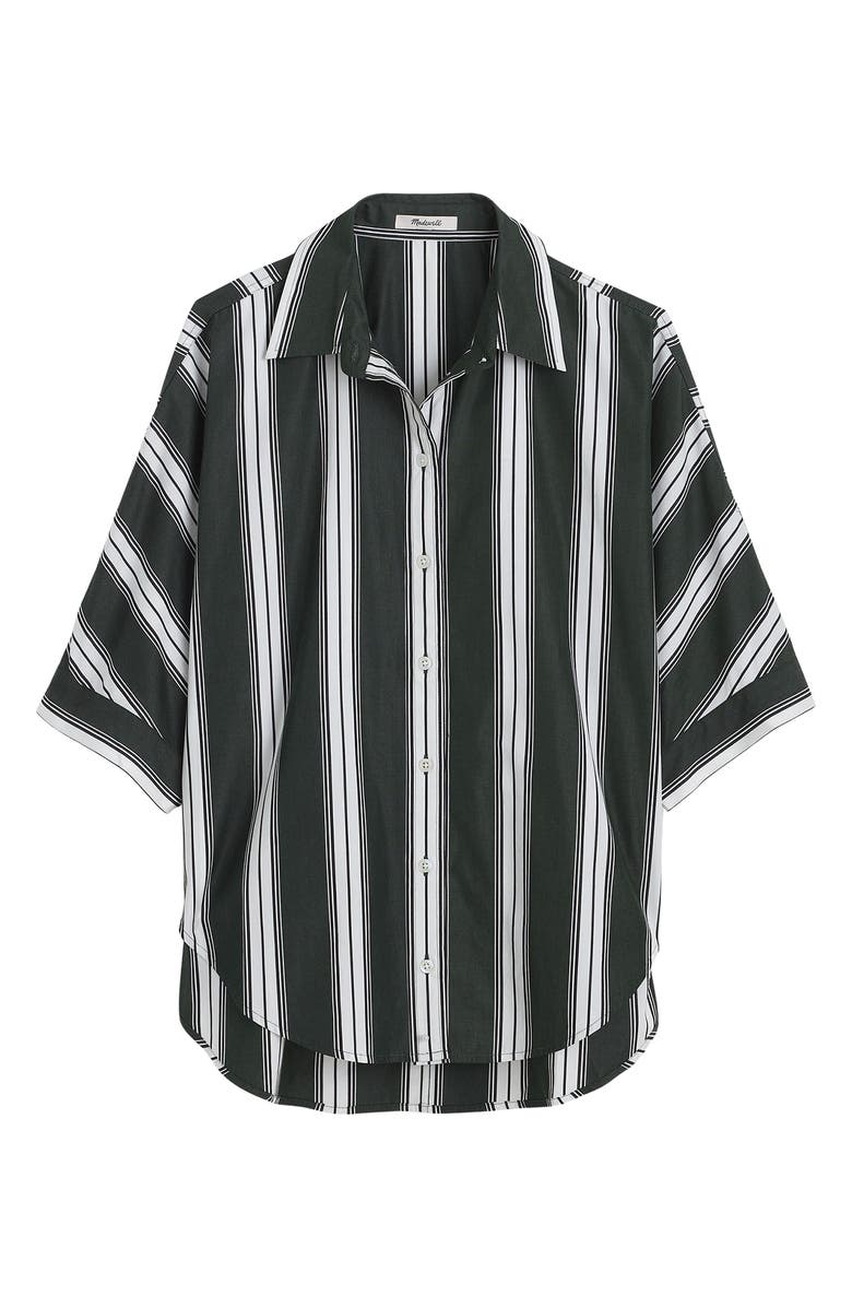 Madewell Stripe Oversize Short Sleeve Button-Up Shirt, Alternate, color, Summit Green