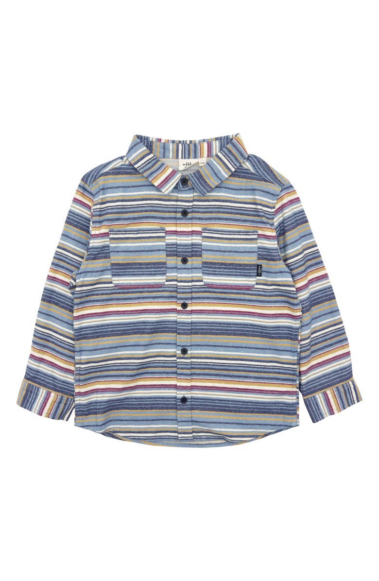 Feather 4 Arrow Kids' Sundown Stripe Cotton Flannel Button-Up Shirt, Main, color, Blue Multi