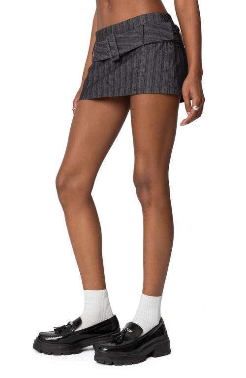 Edikted Textured Belted Low Rise Miniskort In Black