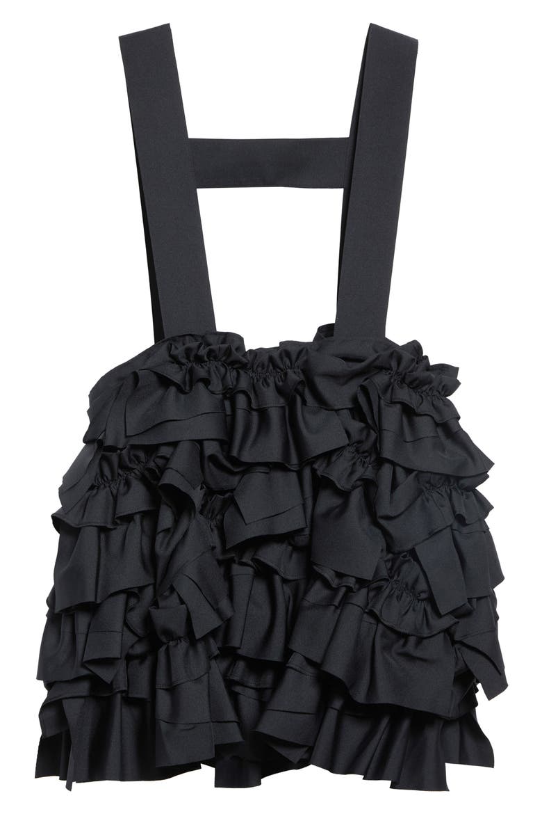 Ruffle Tiered Pinafore Minidress, Main, color, BLACK