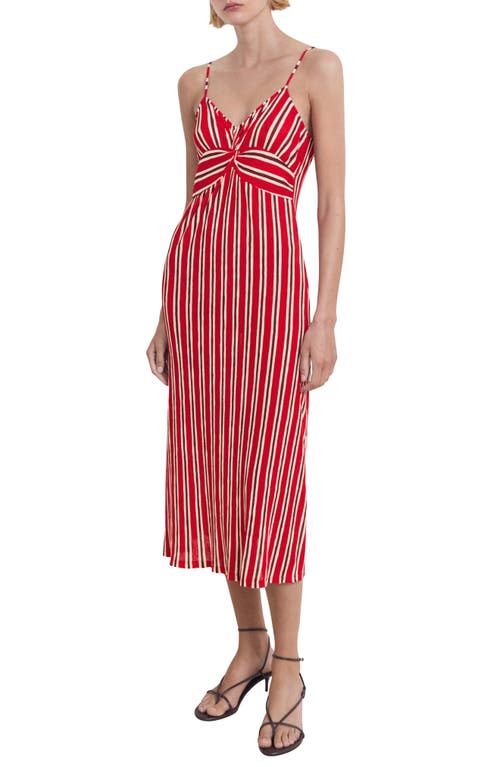 Mango Striped Gathered Dress Red In Multi