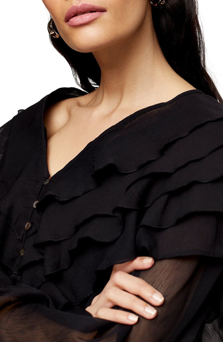 Topshop Layered Ruffle Blouse, Alternate, color, 
