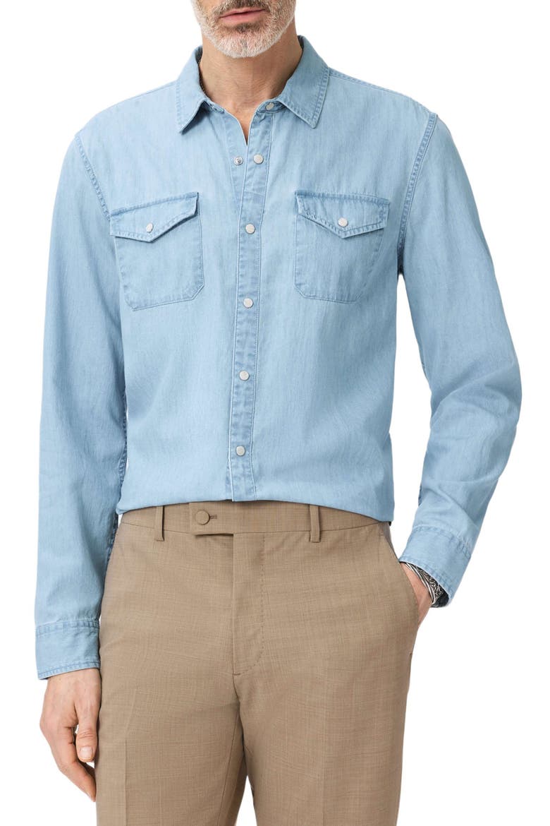 Marshall Coated Western Snap-Up Shirt, Main, color, DENIM HEATHER