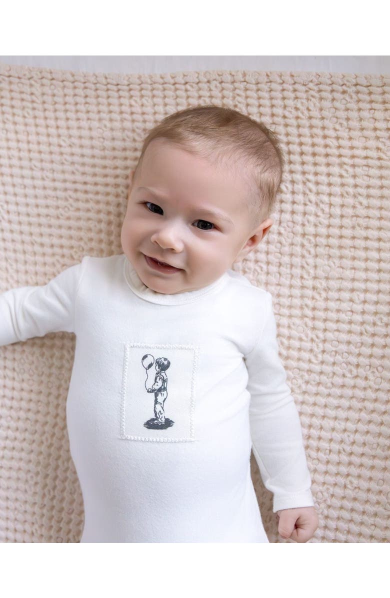 MiniMoi Baby Boys Cotton Rich Footie, Alternate, color, Ivory Mist