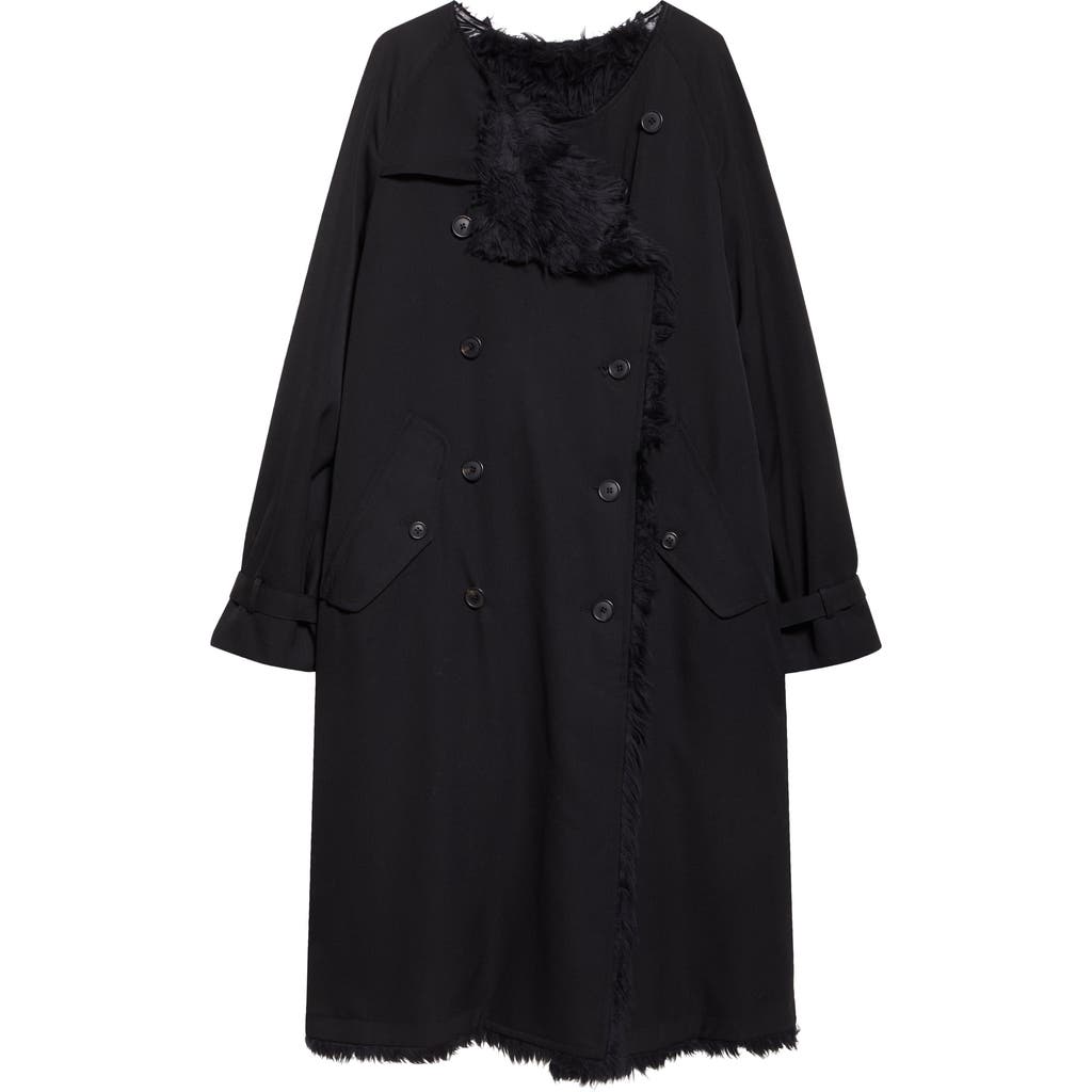 R13 Reversible Trench Liner Coat In Black