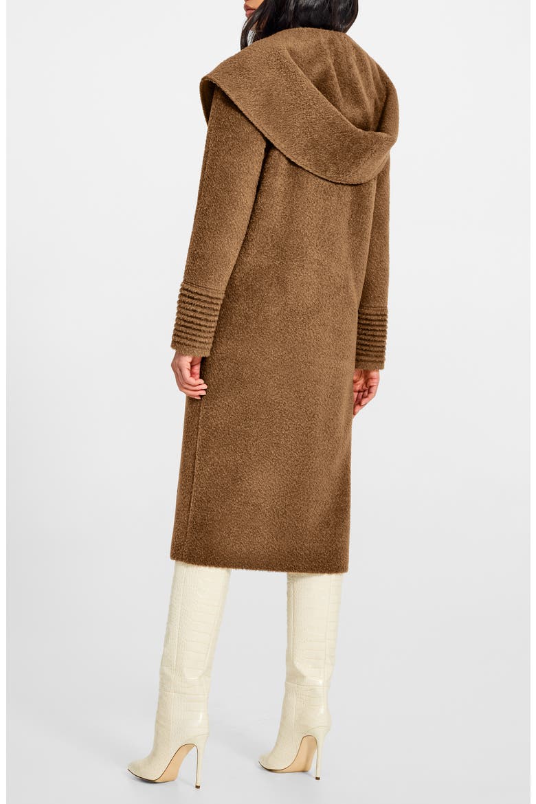 Hooded Wool & Alpaca Blend Coat, Alternate, color, DARK CAMEL