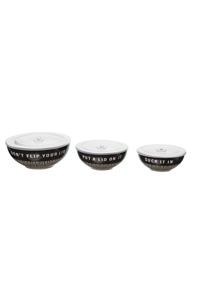 It In/Lid On/Flip Bowls w/ Lid Set of 3, Main, color, Black