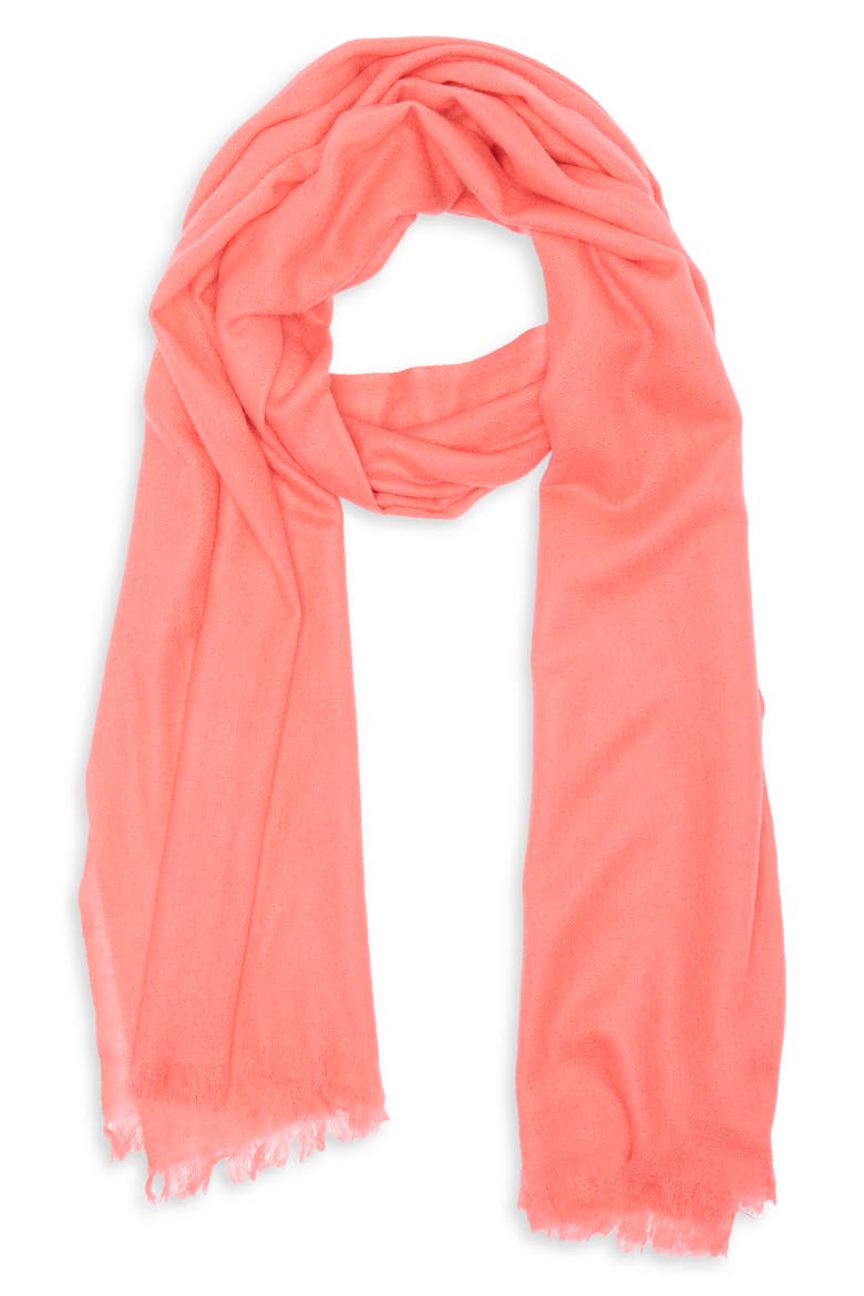 Textured Cashmere Scarf, Alternate, color, CORAL SUGAR