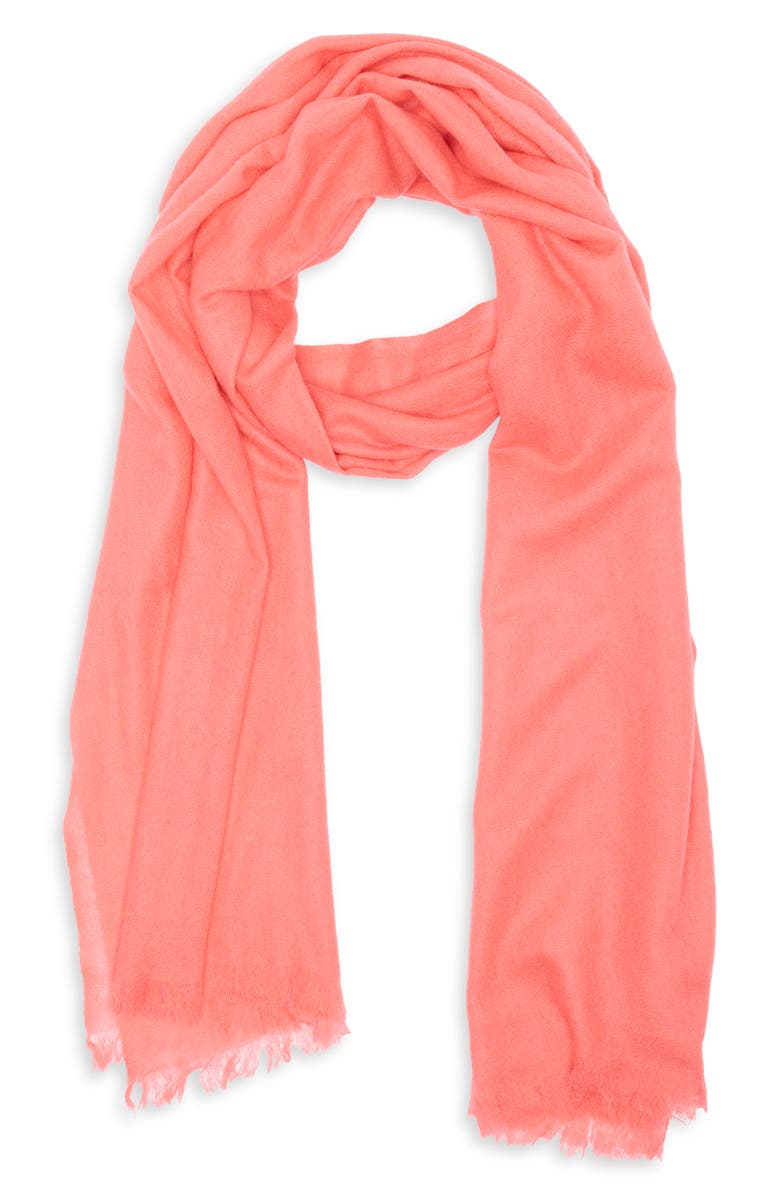 Nordstrom Textured Cashmere Scarf, Alternate, color, Coral Sugar