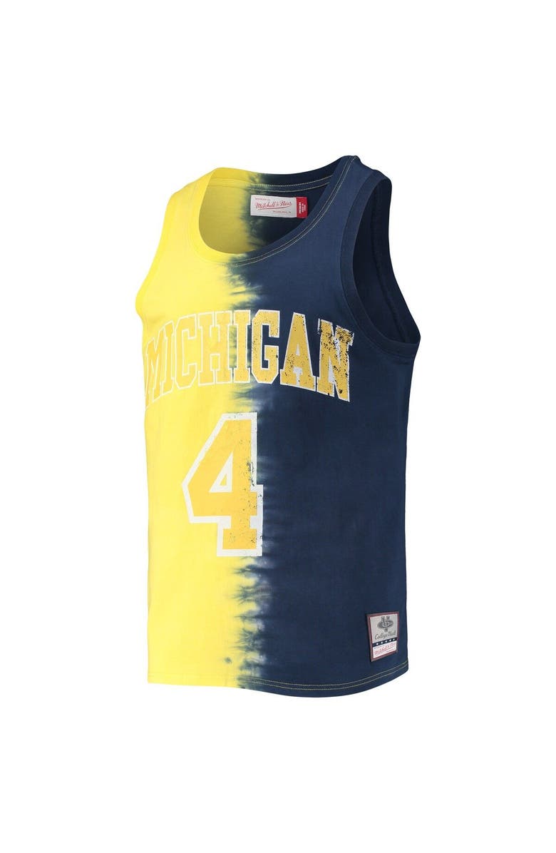 Mitchell & Ness Men's Mitchell & Ness Chris Webber Maize/Navy Michigan Wolverines Name & Number Tie-Dye Tank Top, Alternate, color, Maize