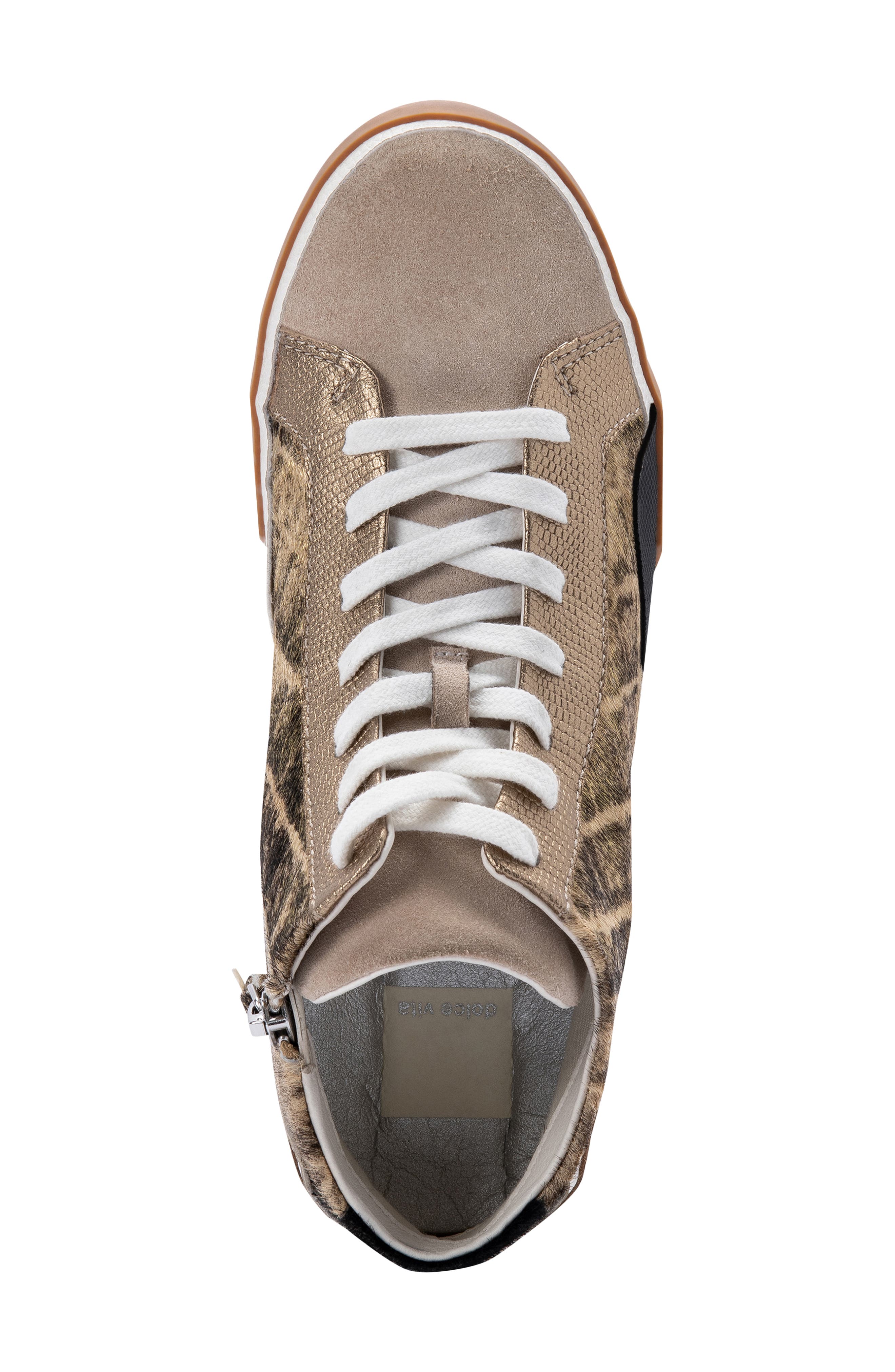 Zoel Sneaker, Alternate, color, GOLD MULTI CALF HAIR