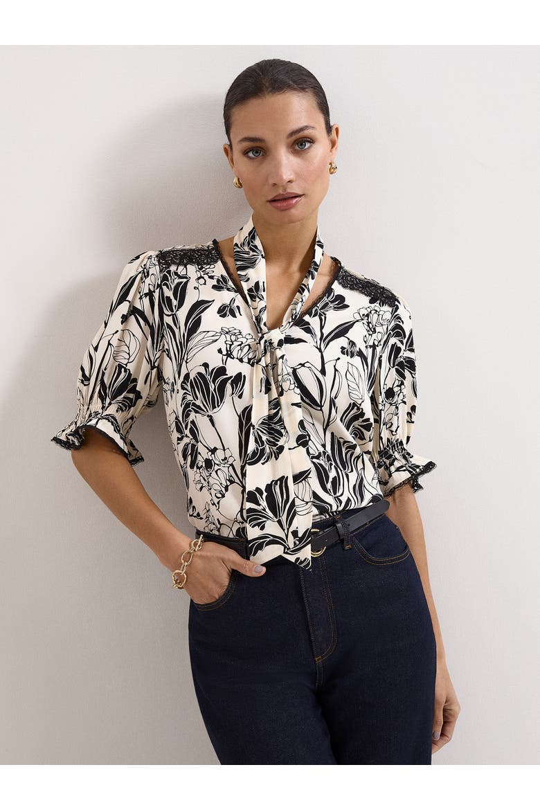Aisra Lace Blouse, Main, color, Black/Ivory