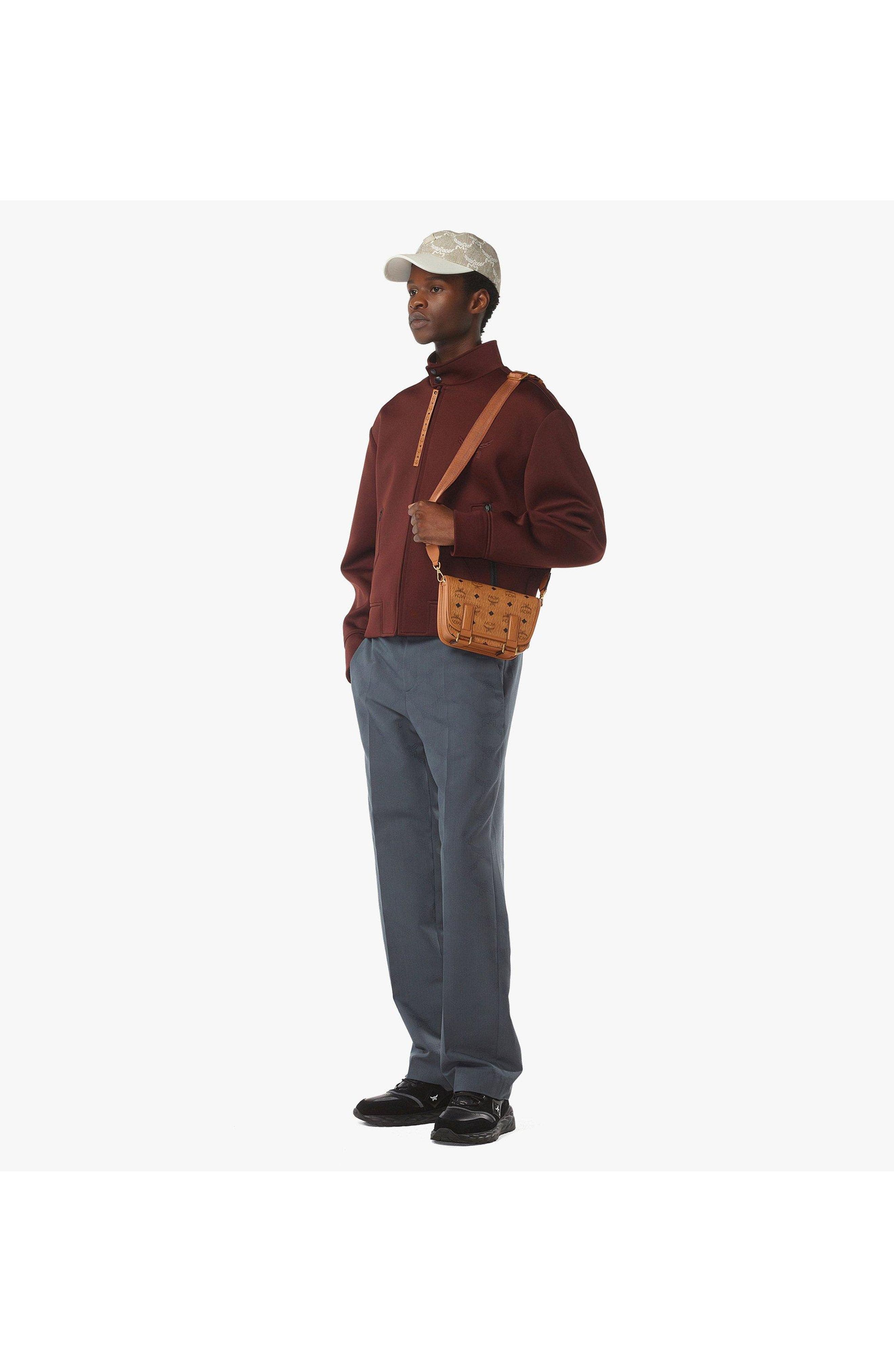 MCM Aren Messenger Bag in Visetos, Alternate, color, Cognac