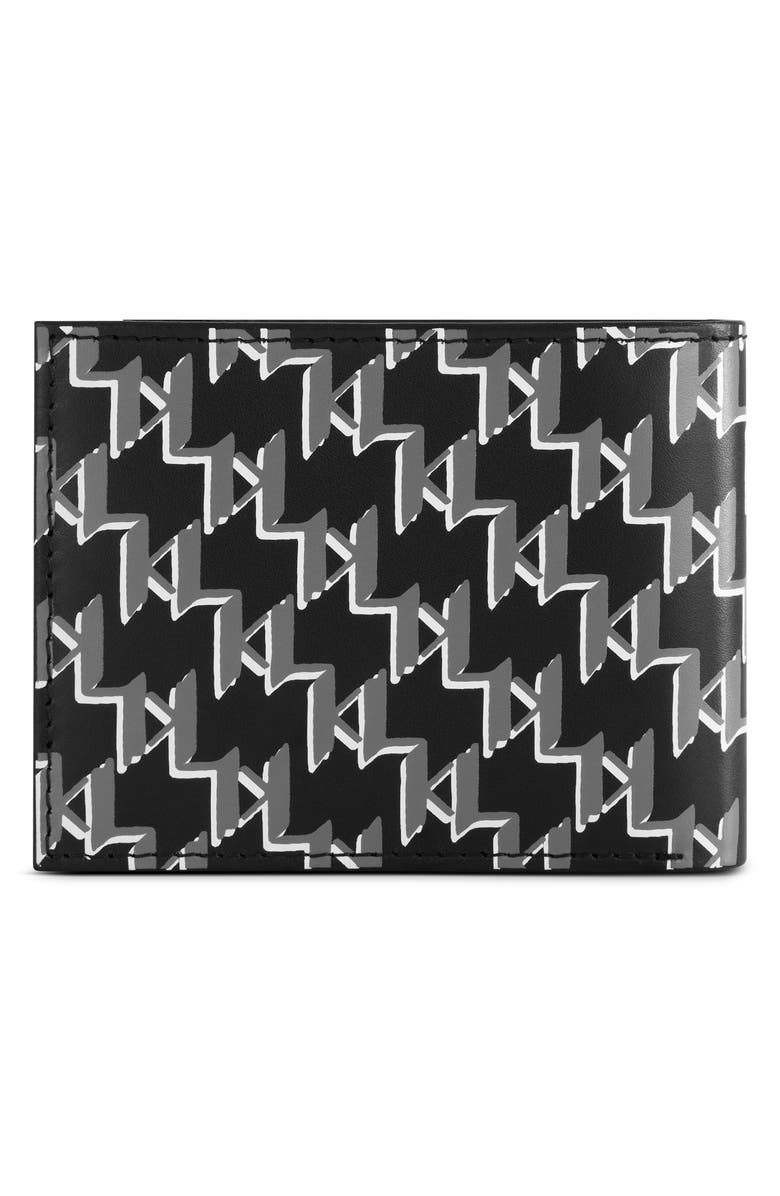 KARL LAGERFELD PARIS Grid Monogram Leather Bifold Wallet, Alternate, color,