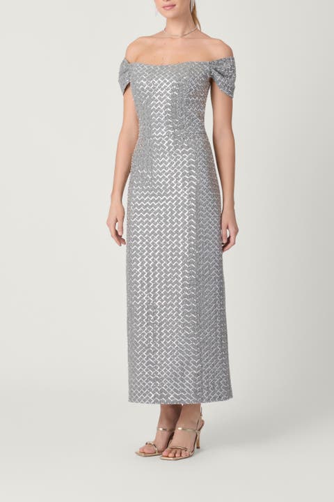 Sequin Embellished Wool Samantha Dress