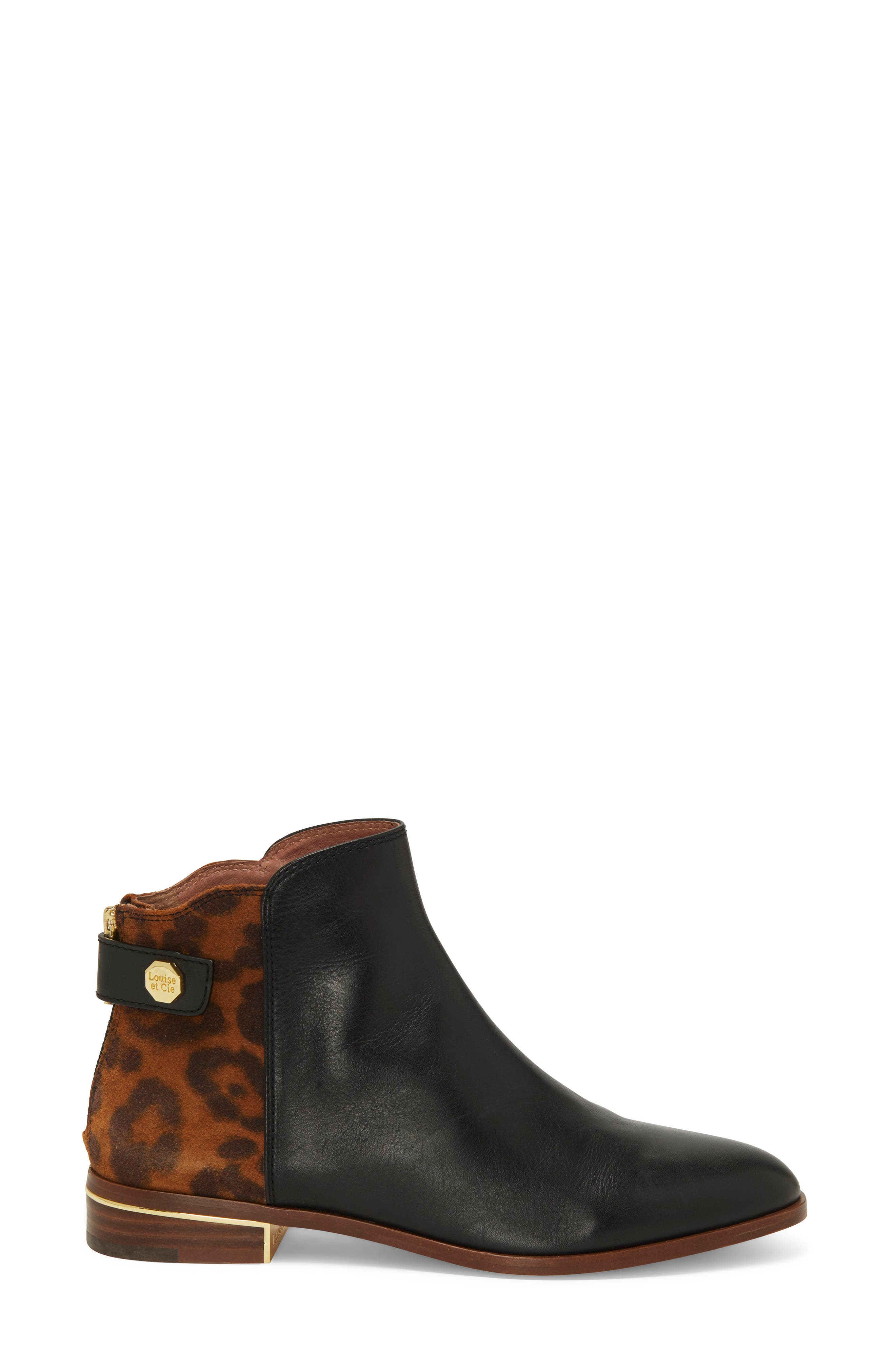 Tangie Bootie, Alternate, color, BLACK LEATHER/ ANIMAL PRINT