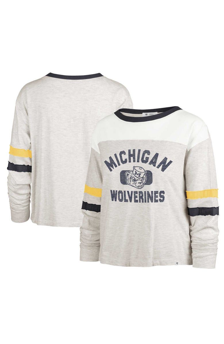 '47 Women's '47 Oatmeal Michigan Wolverines Vault All Class Lena Long Sleeve T-Shirt, Main, color, Oatmeal