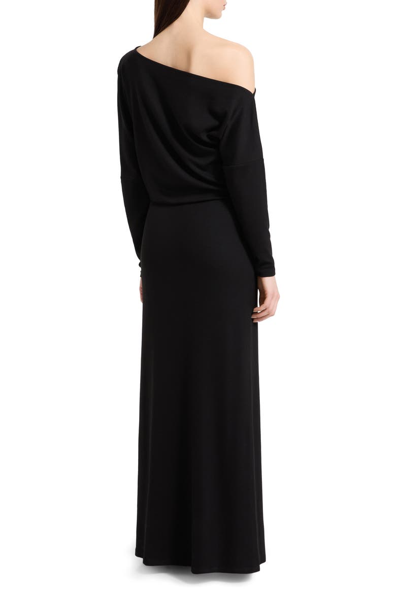 Amia One-Shoulder Long Sleeve Jersey Maxi Dress, Alternate, color, BLACK