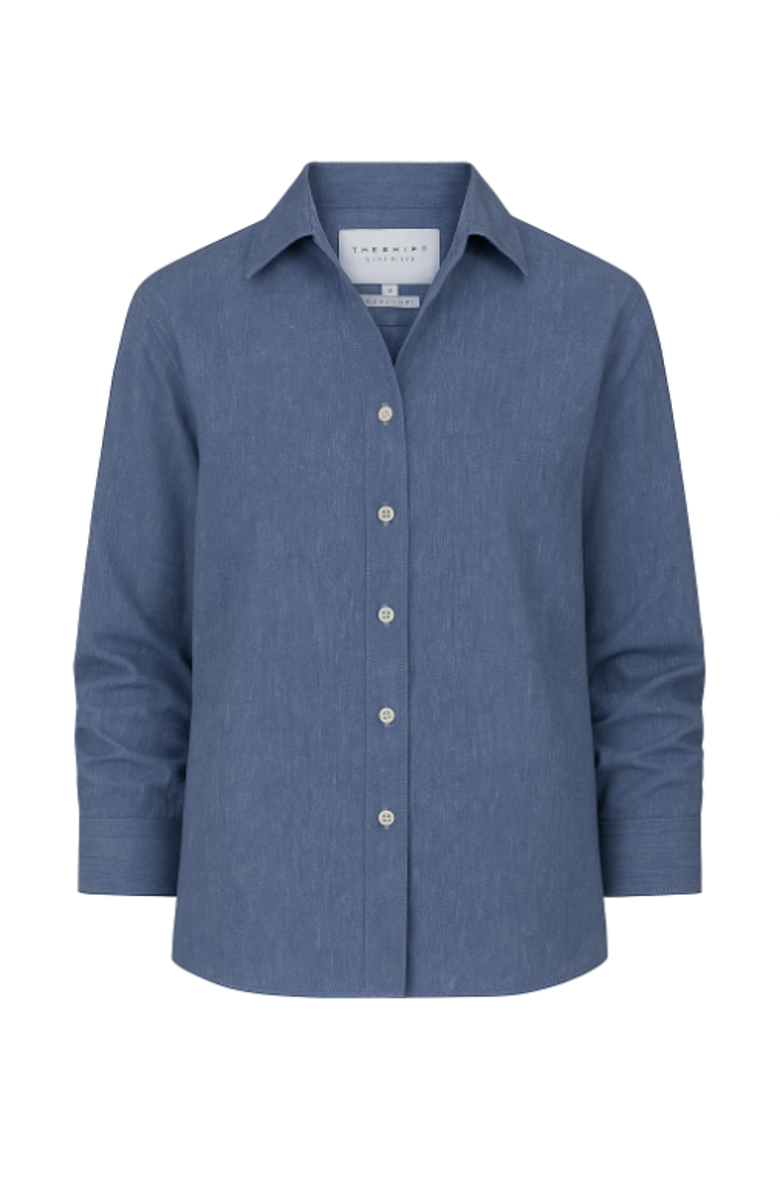 The Shirt by Rochelle Behrens The Washed Linen Shirt, Alternate, color, Chambray Linen
