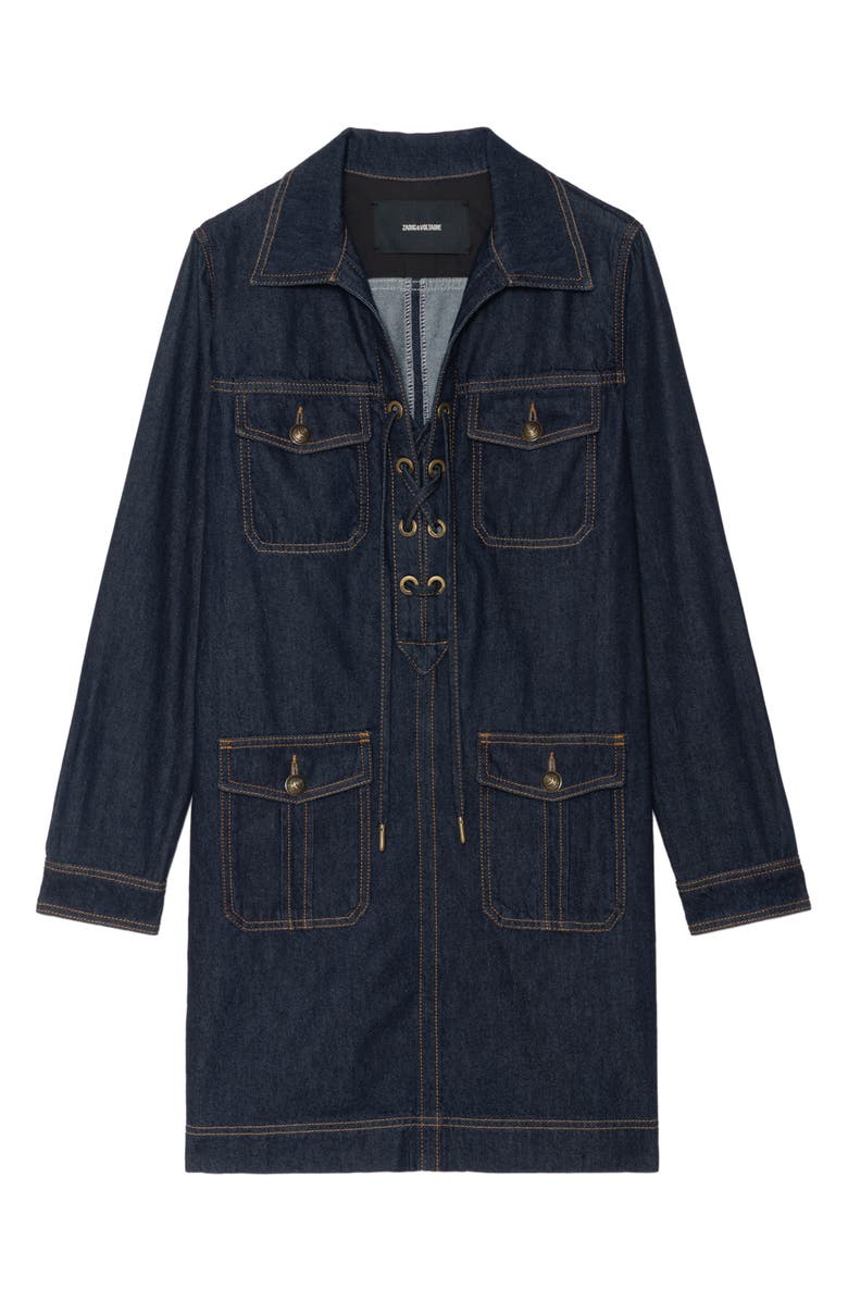 Zadig & Voltaire Remacha Long Sleeve Denim Dress, Alternate, color, Brut