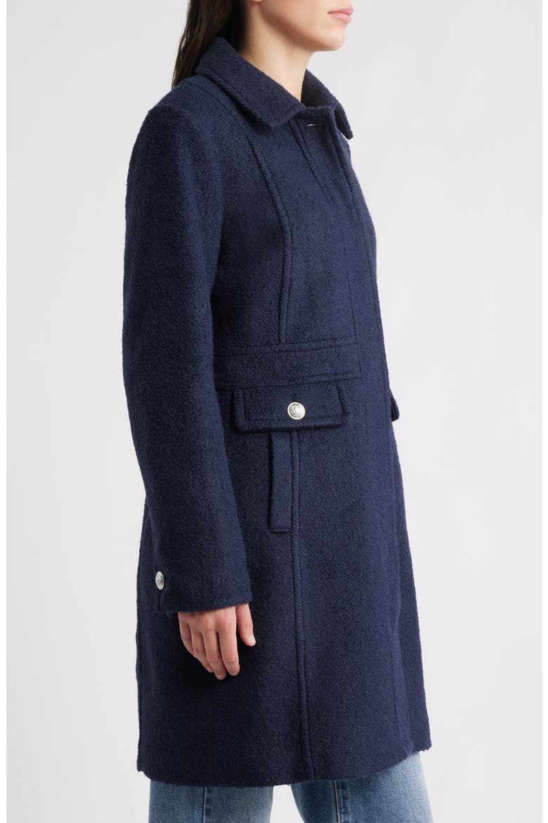 Bouclé Longline Coat, Alternate, color, NAVY